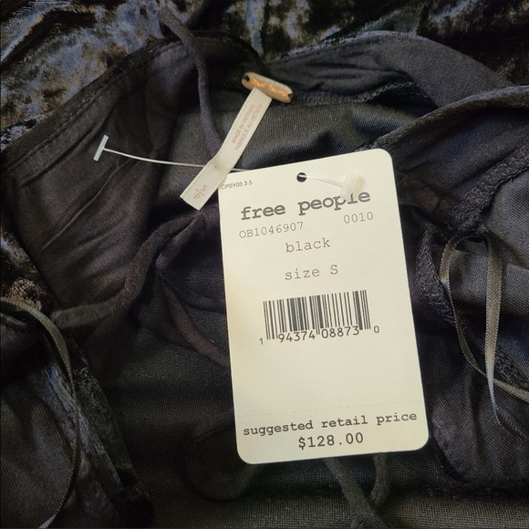 Free People Black Velvet Kat Mini Dress - Picture 6 of 8